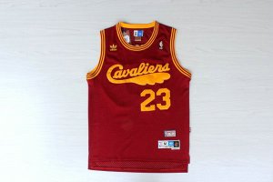 Maillot De Basket Cleveland Cavaliers LeBron James 23 Engrener Fan Version Retro Rouge